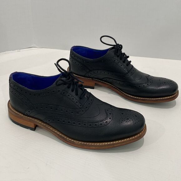Ted Baker Guri 7 Black Oxford Brogue Shoes With Stacked Block Heel Men's Size 8 - Picture 9 of 16
